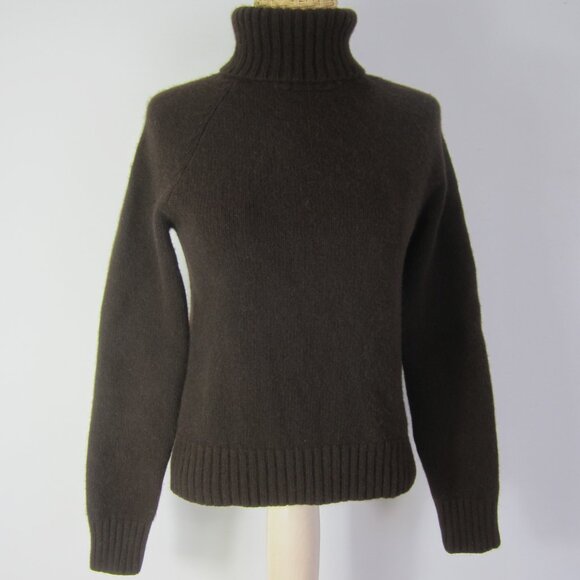 Vtg Ralph Lauren Women S Brown Cashmere Merino Wool Angora  Turtleneck Sweater - Picture 3 of 7